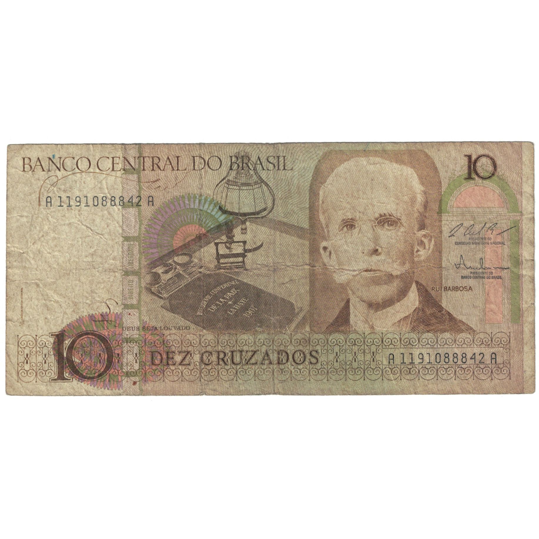 Billete, 10 Cruzados, 1987, Brasil, KM:209b, RC