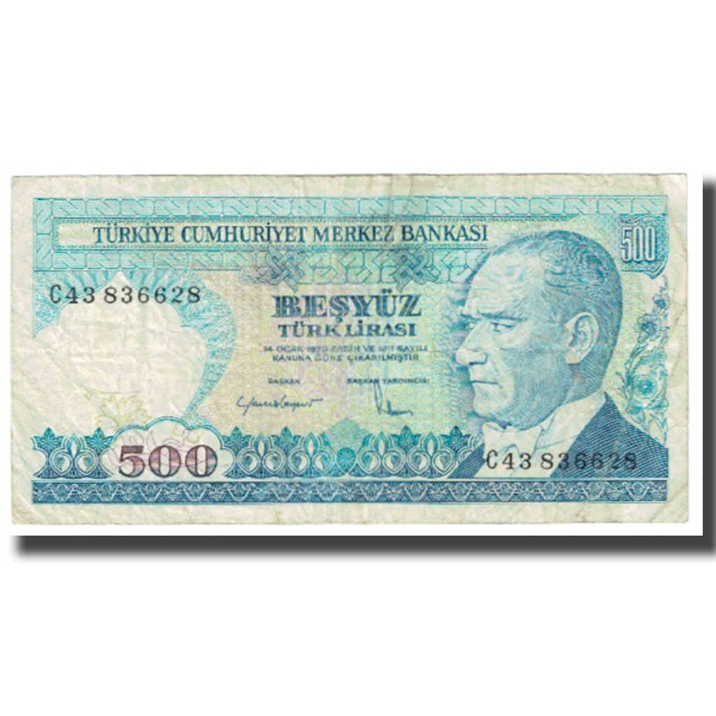 [#614353] Banknote, Turkey, 500 Lira, 1970, 1970-10-14, KM:195, VF(20-25)