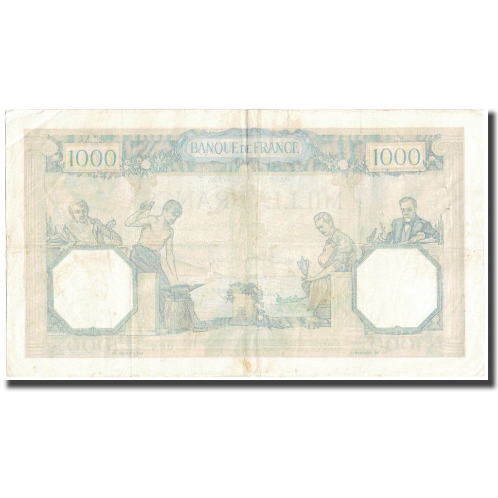 France, 1000 Francs, Cérès et Mercure, 1936, P. Rousseau and R. Favre-Gilly