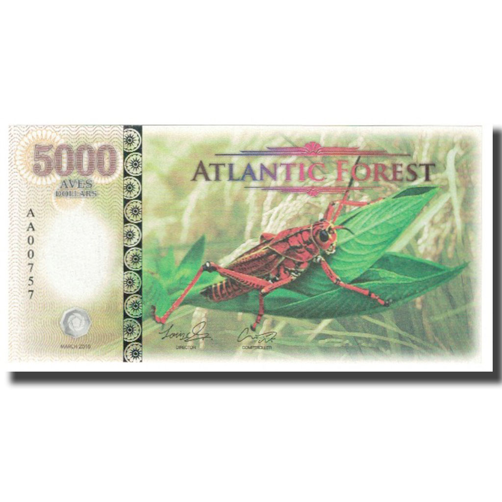 Banknote, Brazil, Dollar, 2016, 201603, ATLANTIC FOREST 5000 DOLLARS