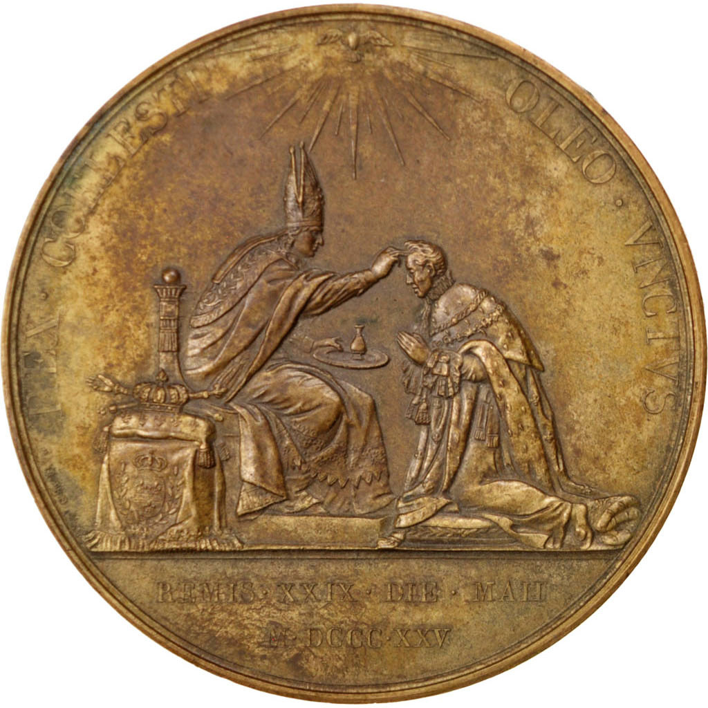 Frankrijk, Medaille, Sacre de Charles X Reims, 1825, Koper, Gayrard, ZF+