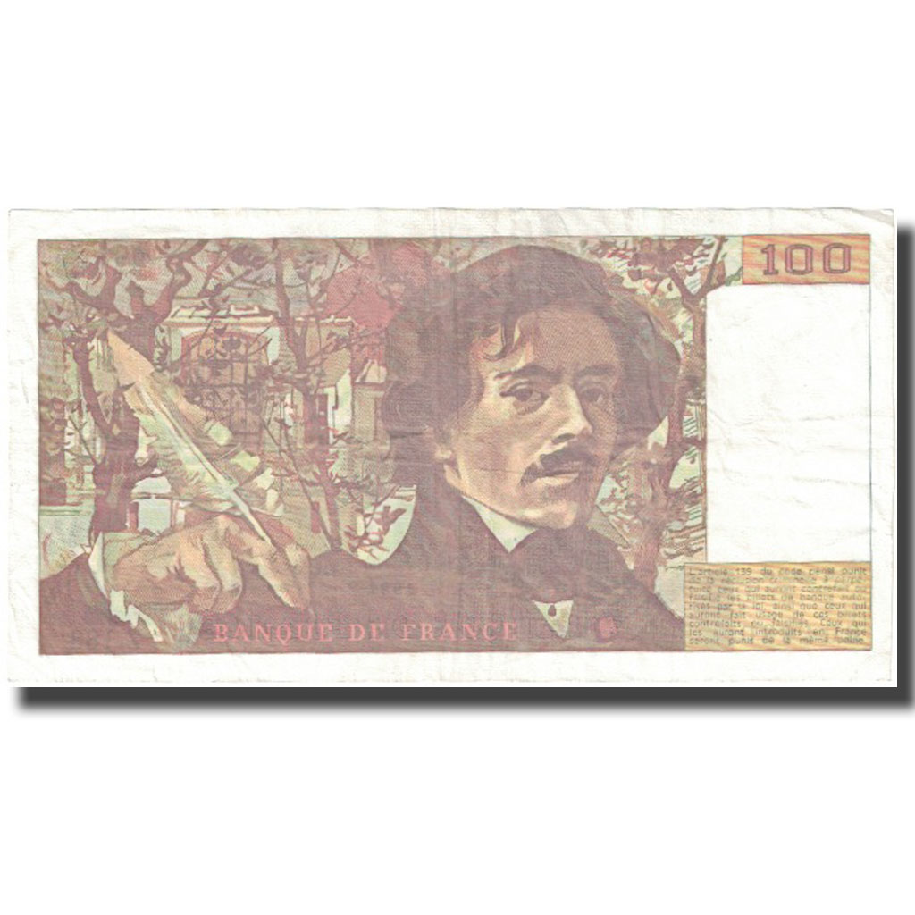 Francia, 100 Francs, Delacroix, 1991, BC+, Fayette:69.bis.3.b2, KM:154e