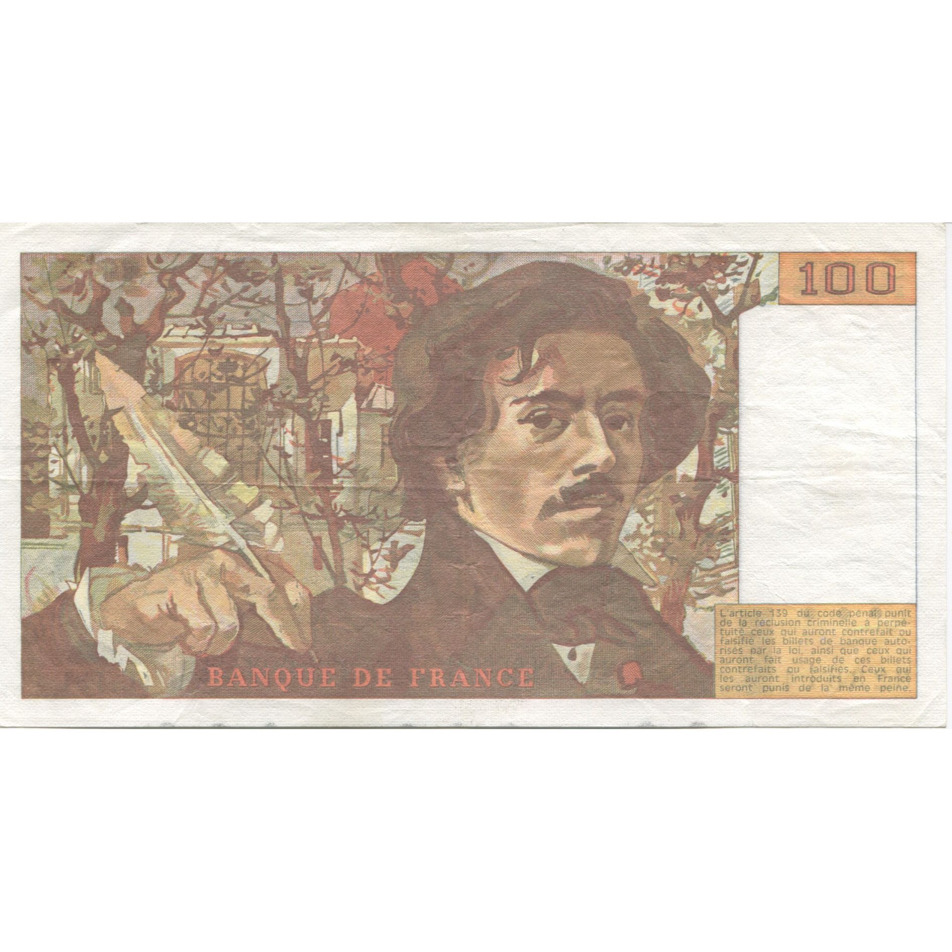 Francia, 100 Francs, Delacroix, 1989, MBC, Fayette:69.13a, KM:154d