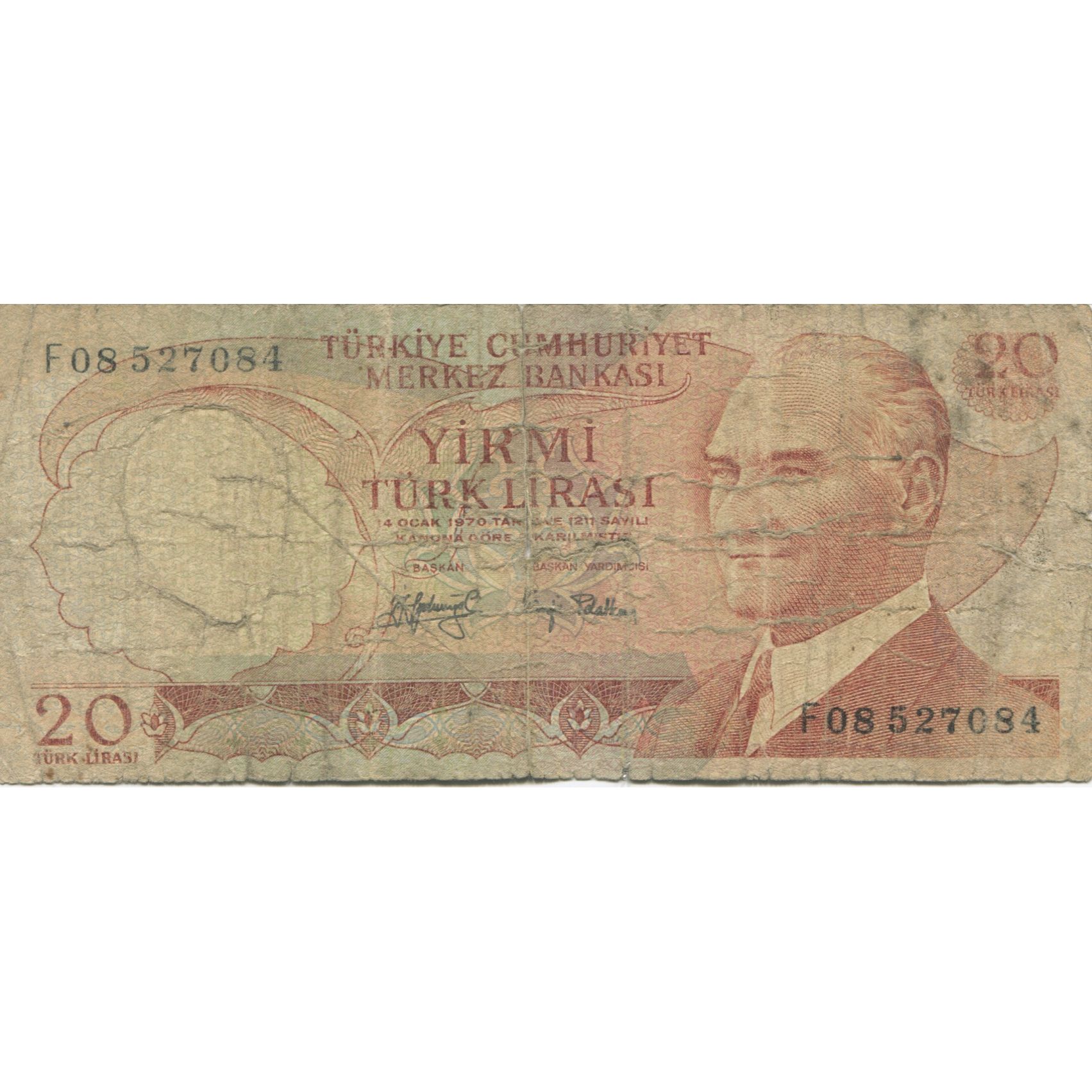 Billete, 20 Lira, 1970, Turquía, KM:187a, RC