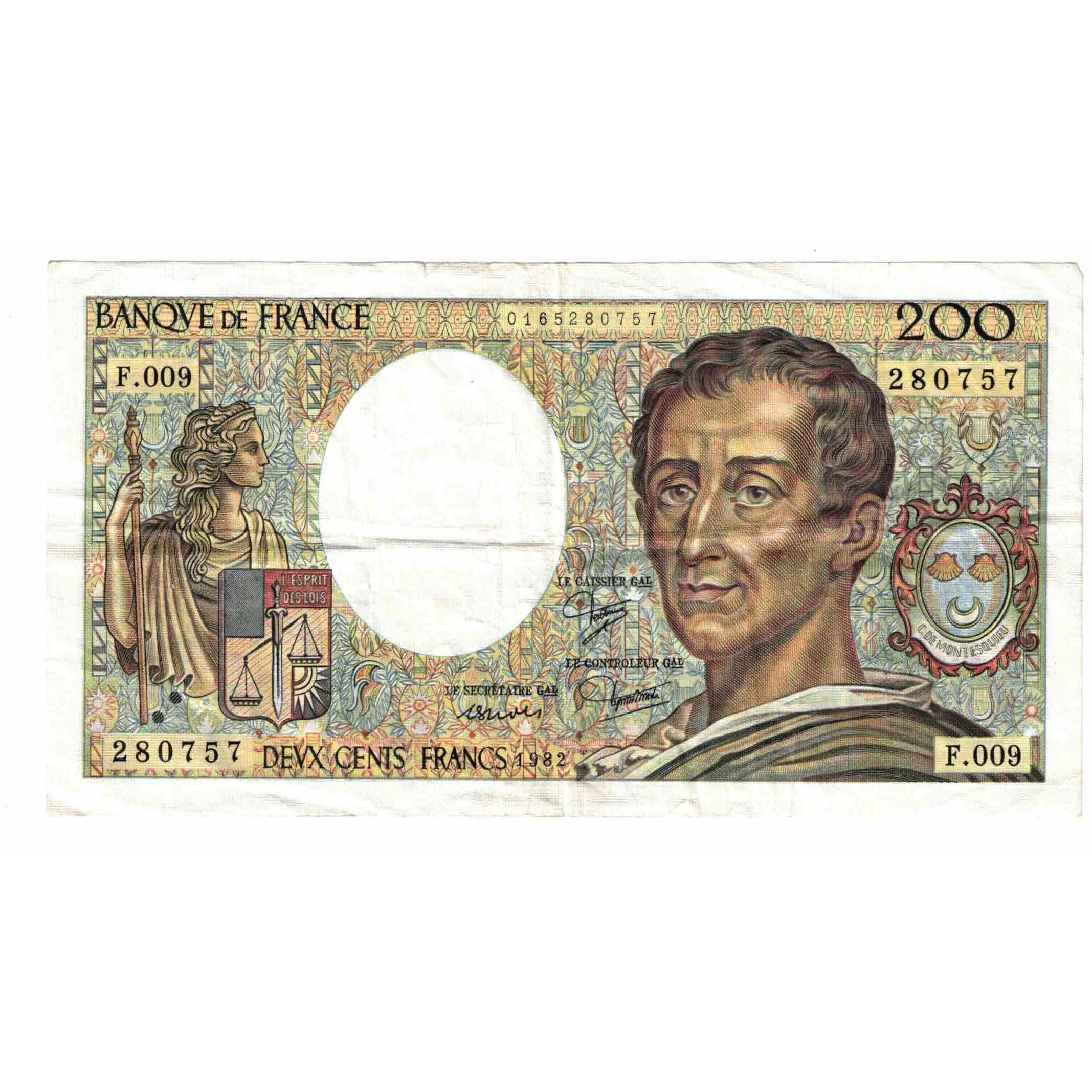 France, 200 Francs, Montesquieu, 1982, F.009, EF(40-45), KM:155a