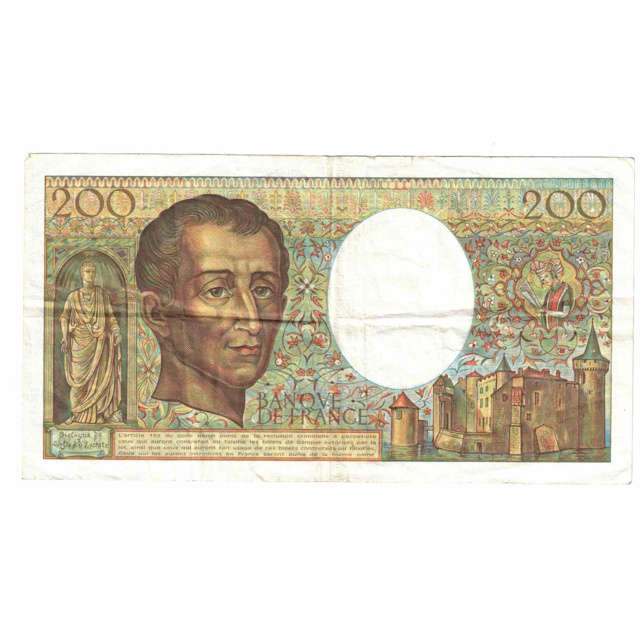 France, 200 Francs, Montesquieu, 1982, F.009, EF(40-45), KM:155a