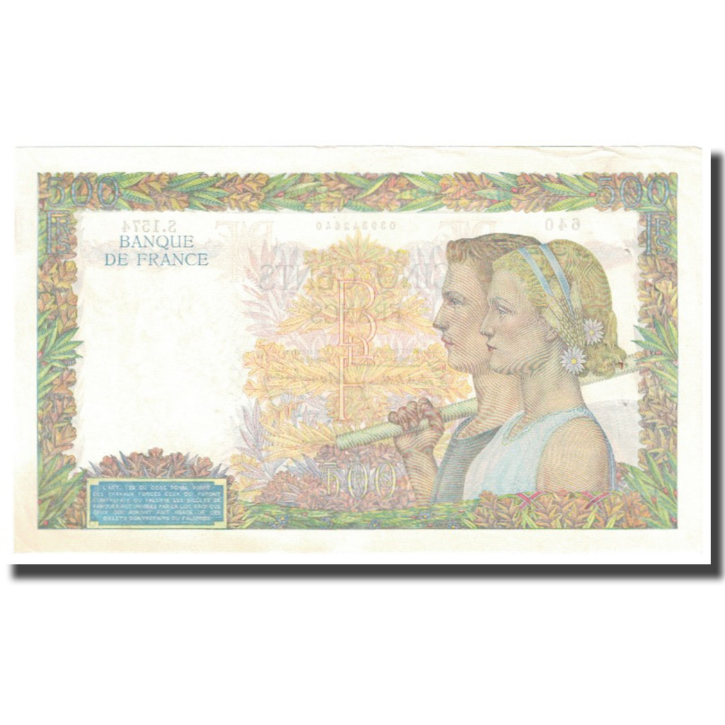 France, 500 Francs, La Paix, 1940, 1940-12-05, AU(55-58), Fayette:32.10, KM:95a