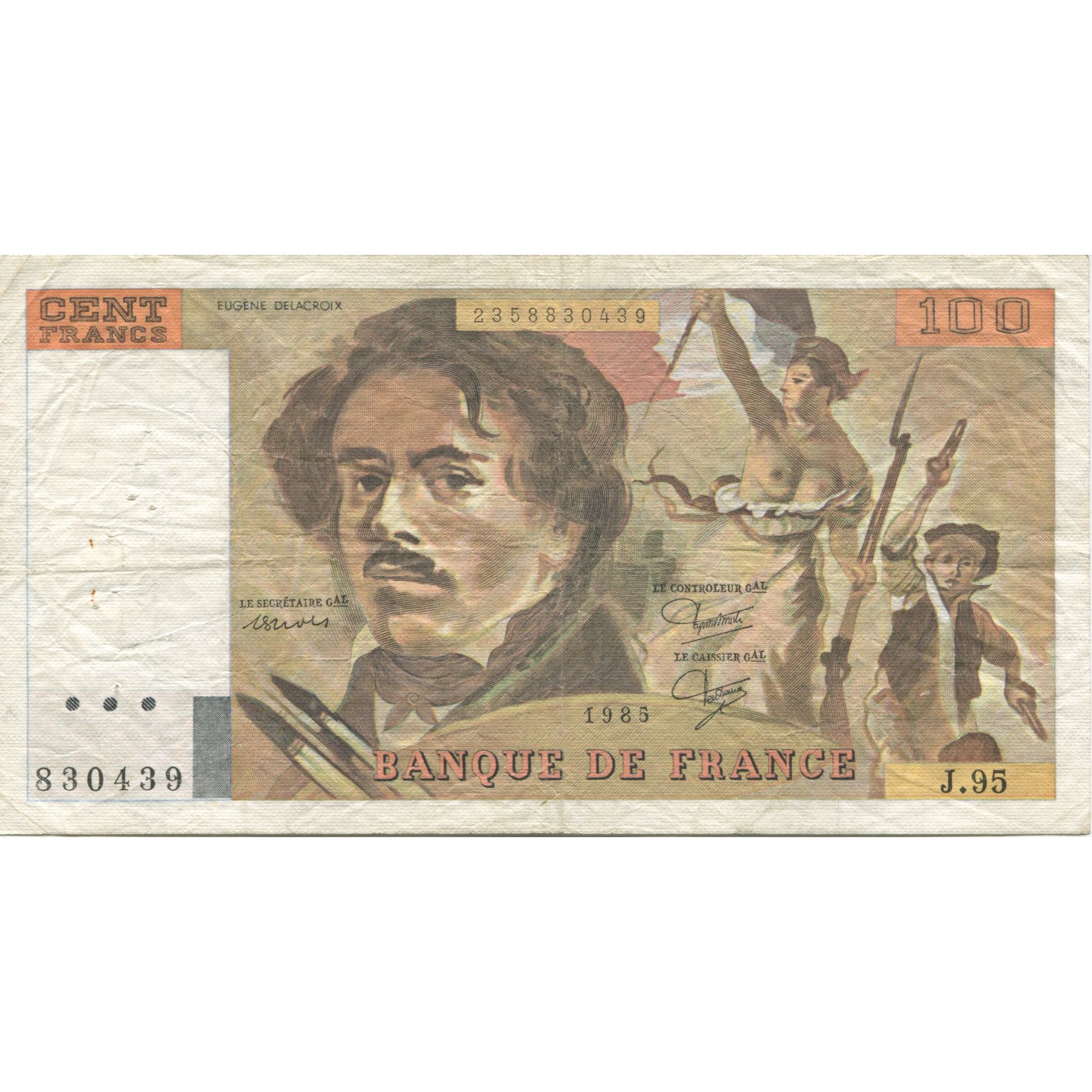 Francia, 100 Francs, Delacroix, 1984, MBC, Fayette:69.09, KM:154b