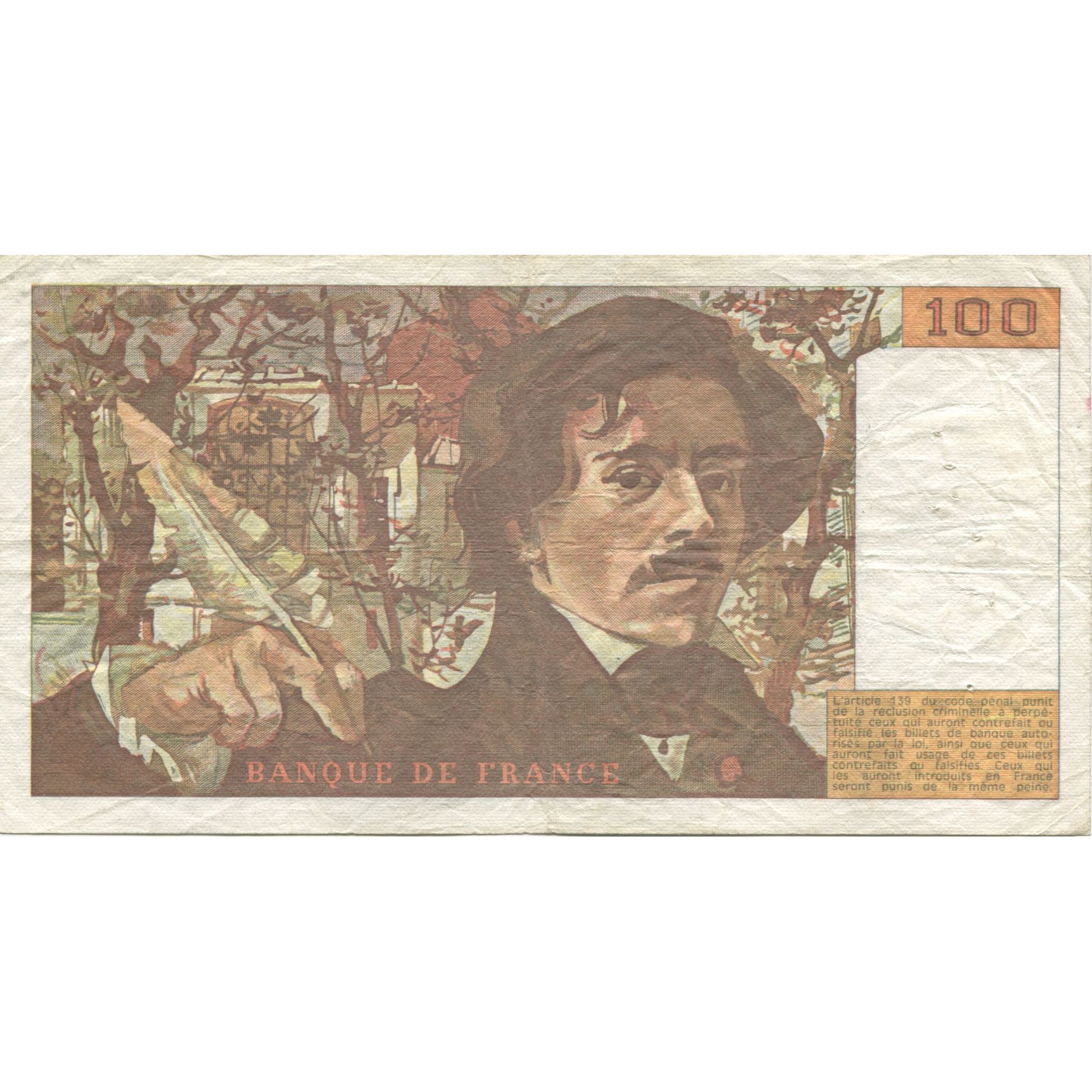 Francia, 100 Francs, Delacroix, 1984, MBC, Fayette:69.09, KM:154b