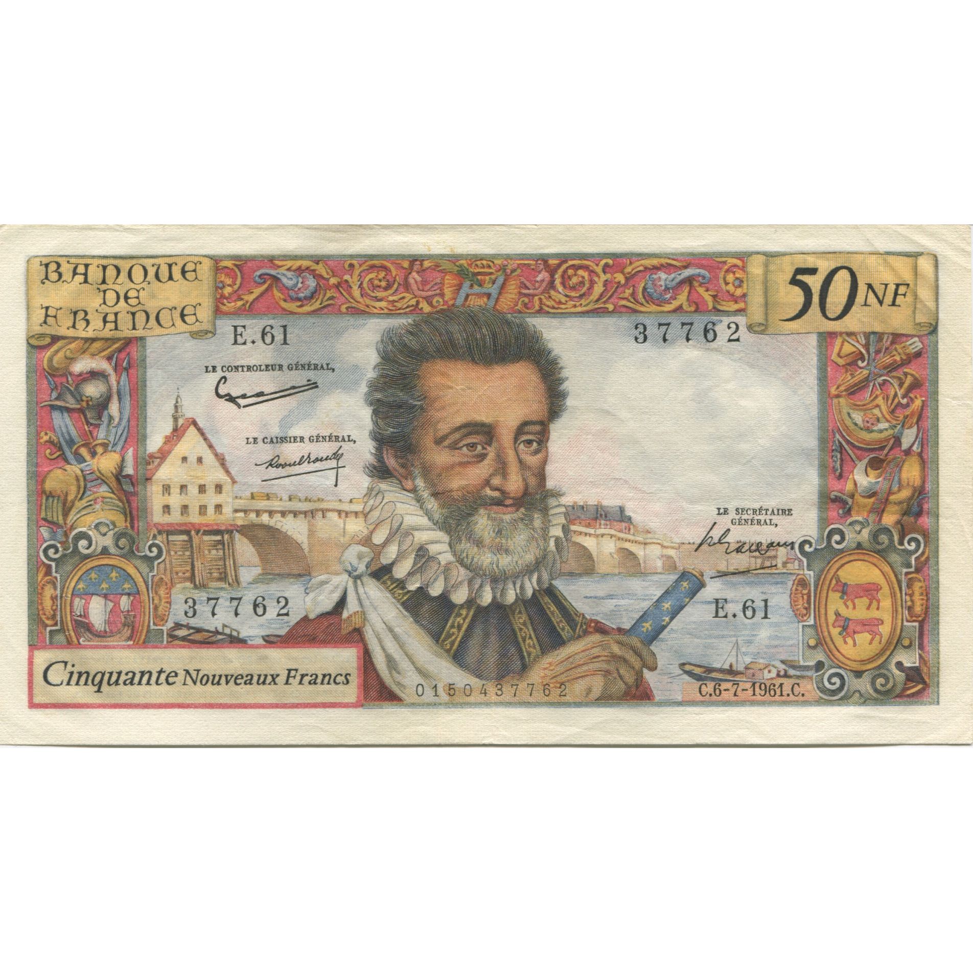 France, 50 Nouveaux Francs, Henri IV, 1961, 1961-07-06, AU(55-58), Fayette:58.6