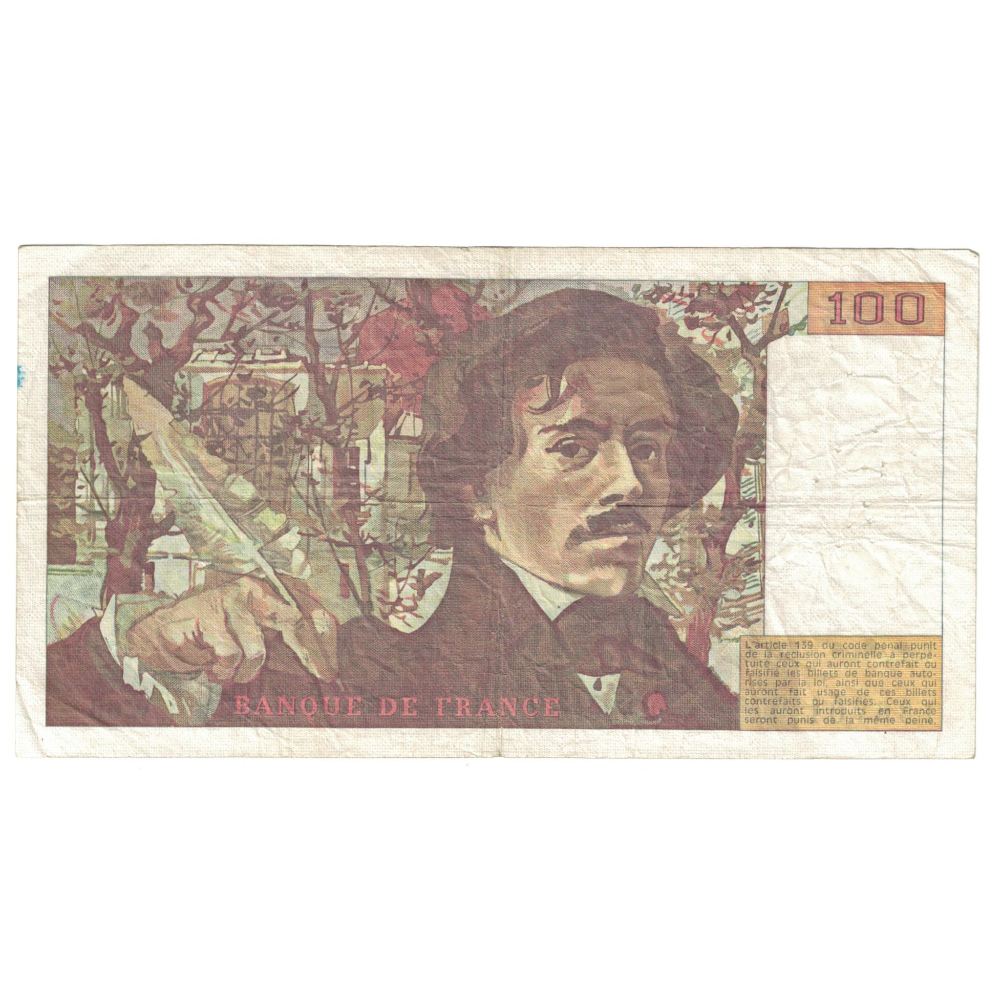 Francia, 100 Francs, Delacroix, 1983, BC, Fayette:69.07, KM:154b