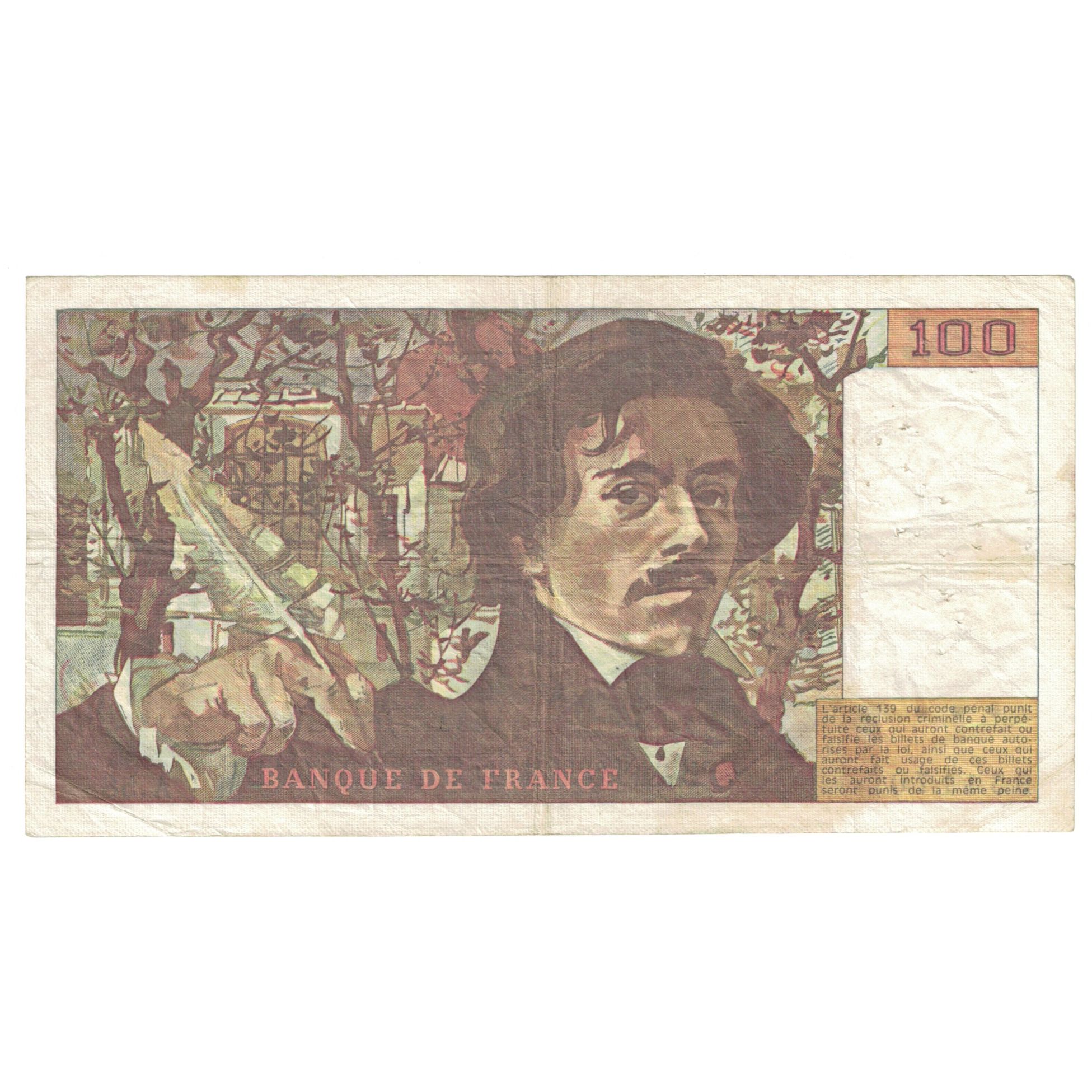 Francia, 100 Francs, Delacroix, 1982, BC, Fayette:69.06, KM:154b