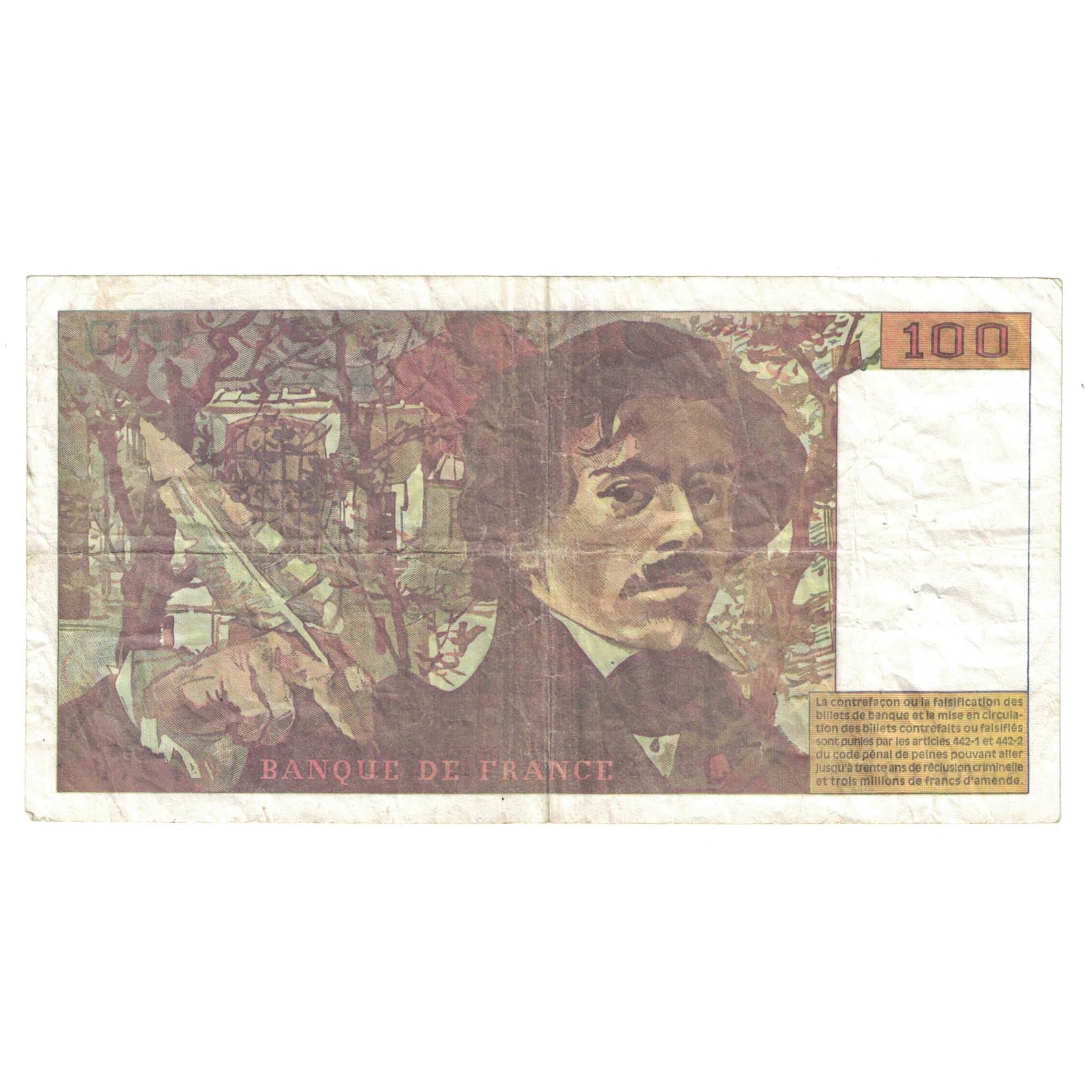 Francia, 100 Francs, Delacroix, 1994, BC+, Fayette:69ter.1a, KM:154h