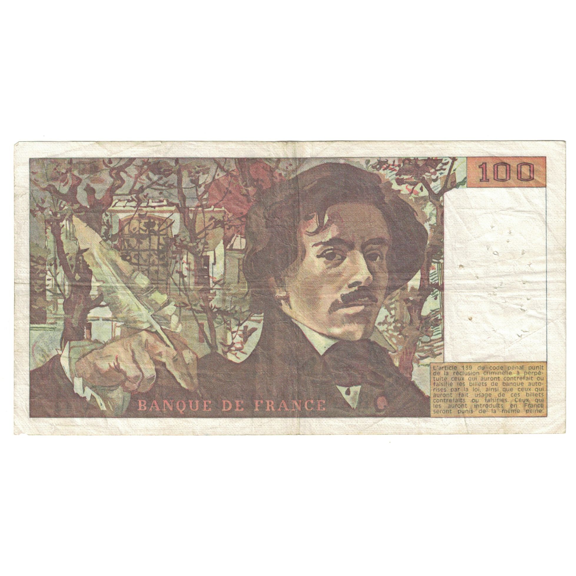 Francia, 100 Francs, Delacroix, 1981, V.44, MBC, Fayette:69.5, KM:154b
