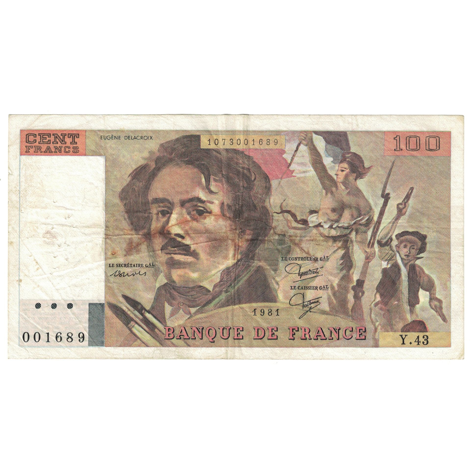 Francia, 100 Francs, Delacroix, 1981, Y.43, MC, Fayette:69.5, KM:154b