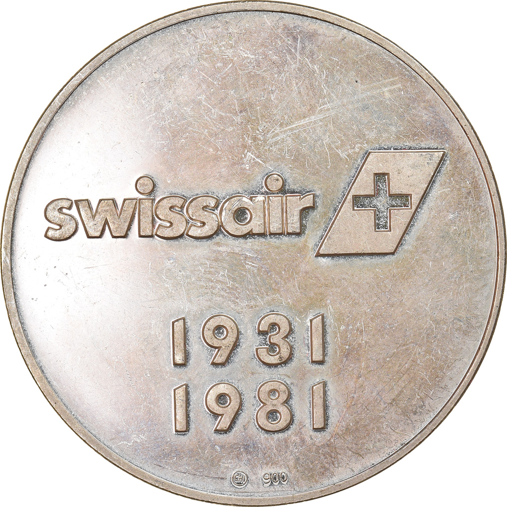 Switzerland, Medal, Cinquantenaire de Swissair, Aviation, 1981, 