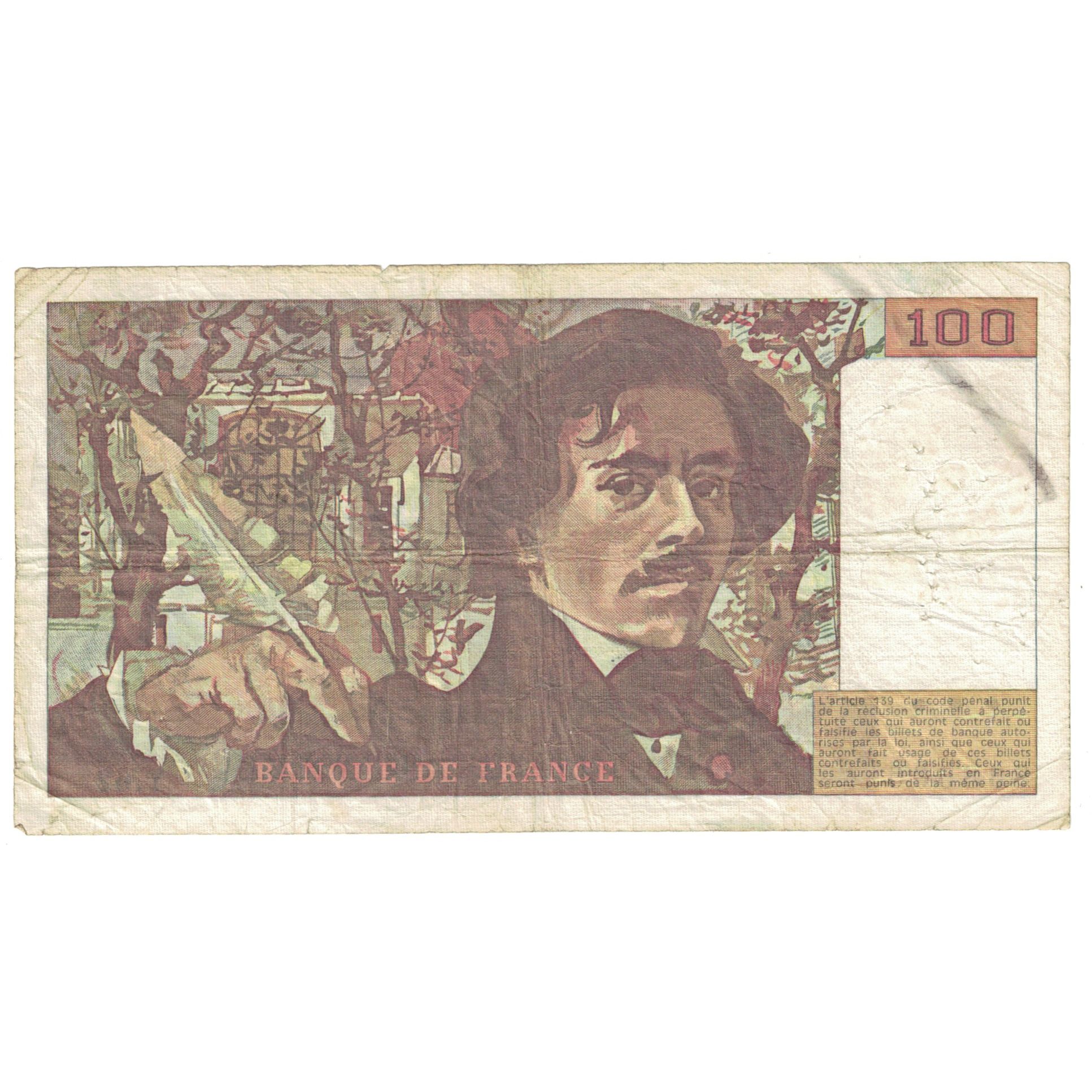 Francia, 100 Francs, Delacroix, 1982, Y.62, RC, Fayette:69.6, KM:154b
