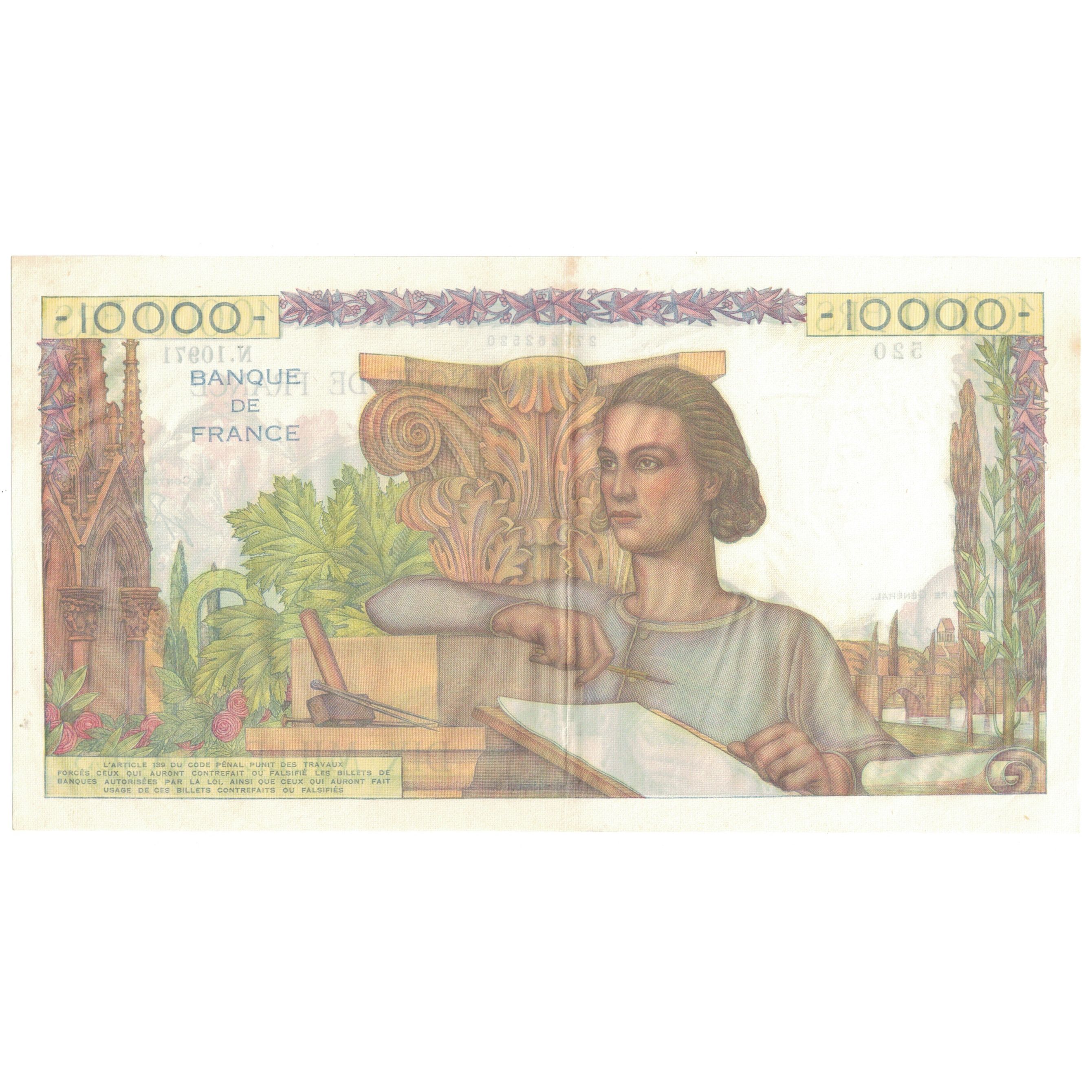 France, 10,000 Francs, Génie Français, 1956, N.10971, AU(55-58)