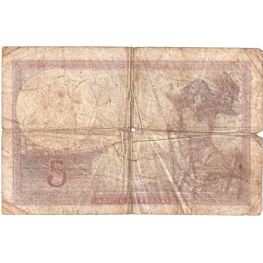 France, 5 Francs, Violet, 1939, C.63082, F(12-15), Fayette:04.09, KM:83