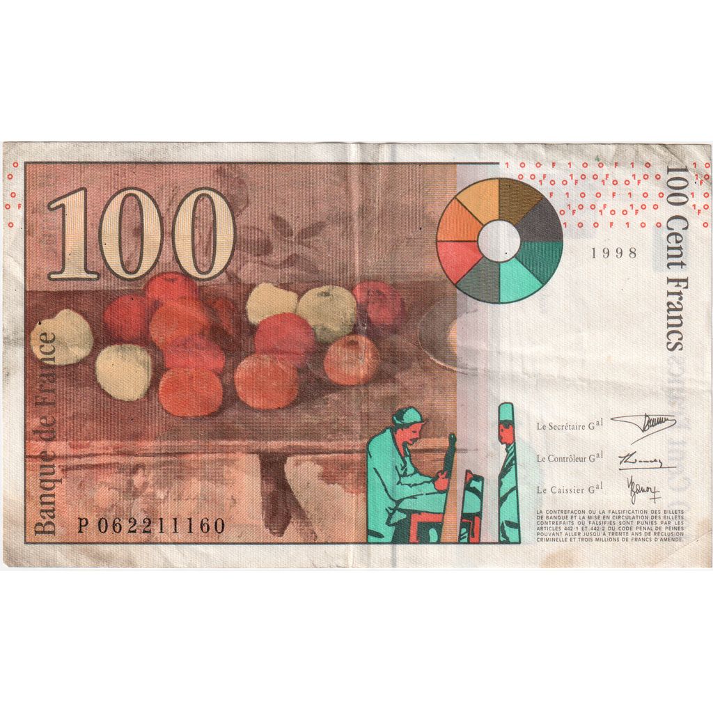 France, 100 Francs, Cézanne, P 062211160, VF(30-35)