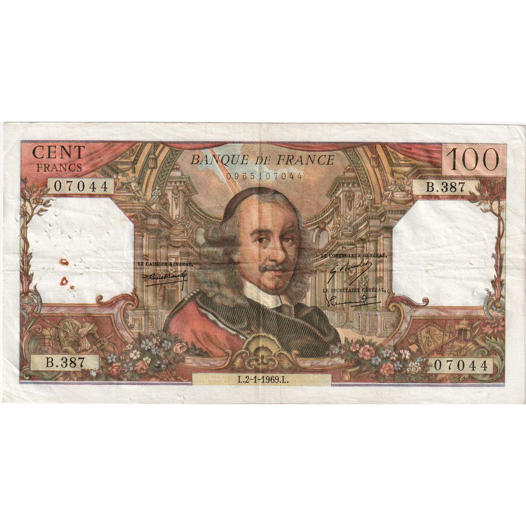 France, 100 Francs, Corneille, 1969-01-02, B.387, VF(20-25)