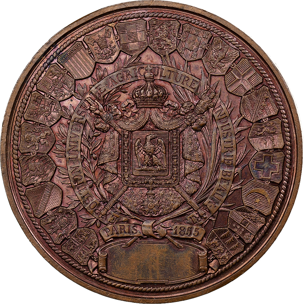 France, Medal, Napoleon III , Exposition Universelle Agriculture Industrie Beaux