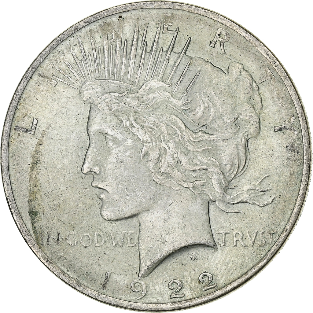 United States, Dollar, Peace Dollar, 1922, Philadelphia, Silver, 