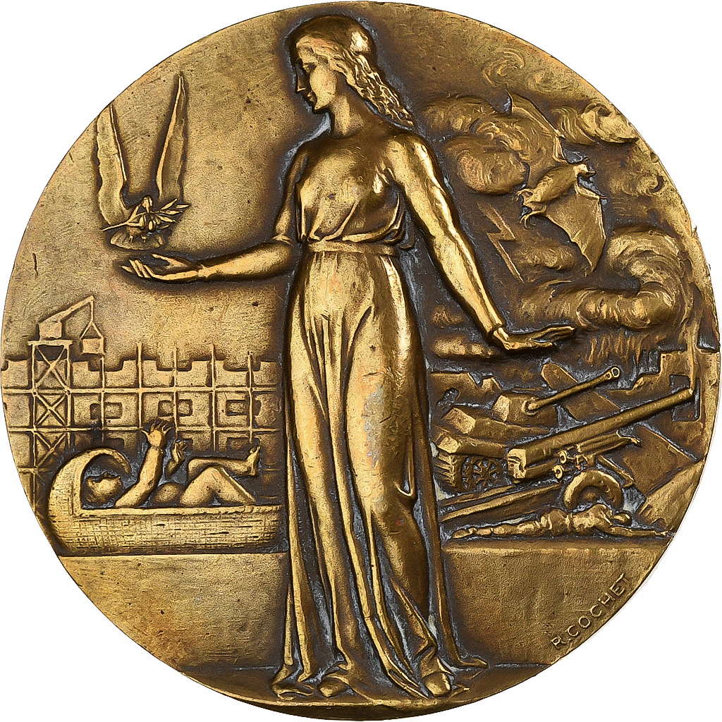France, Medal, Art Déco, Conférence de Paris, 1946, Bronze, Cochet, 