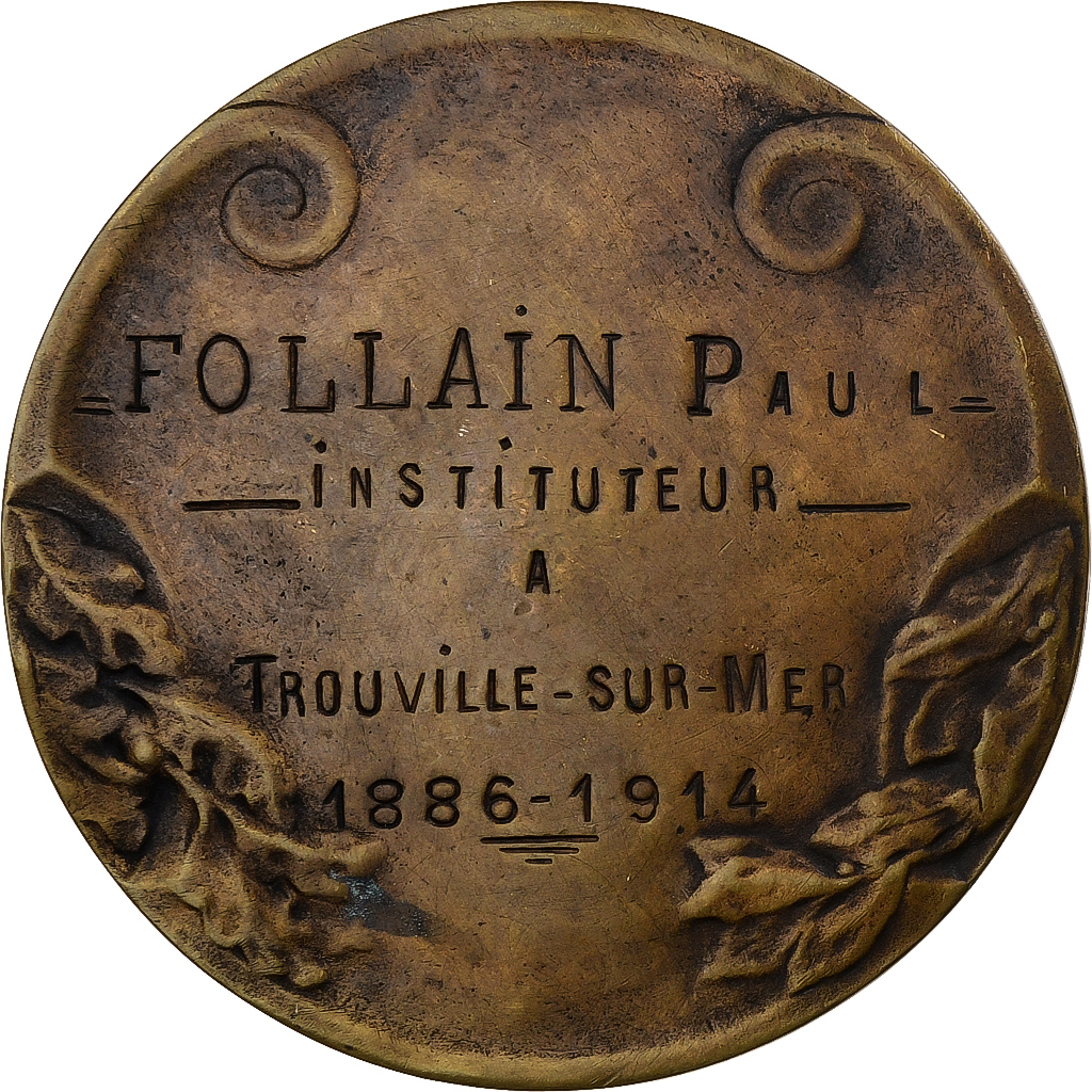 France, Medal, Aux Maitres Morts pour la France, Trouville, 1918, Bronze