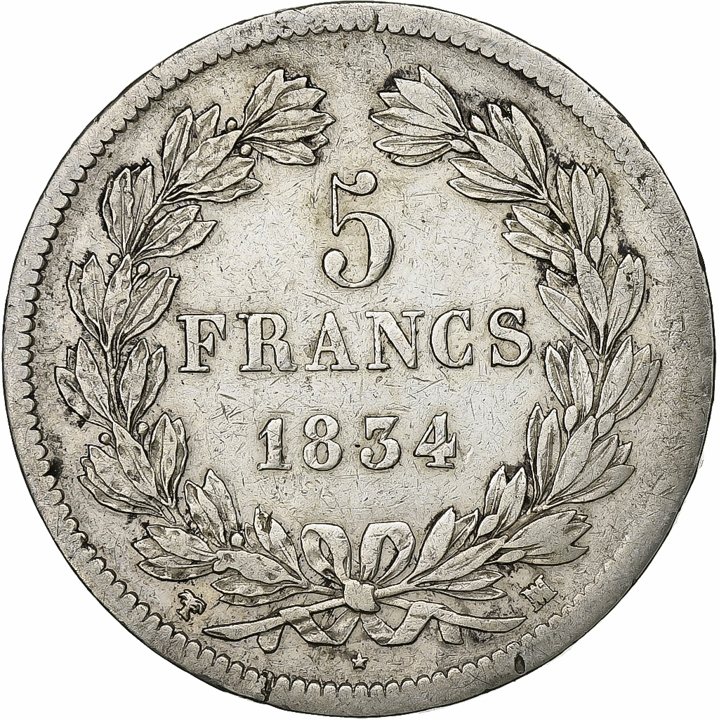 France, Louis-Philippe, 5 Francs, 1834, Marseille, Silver, , KM:749