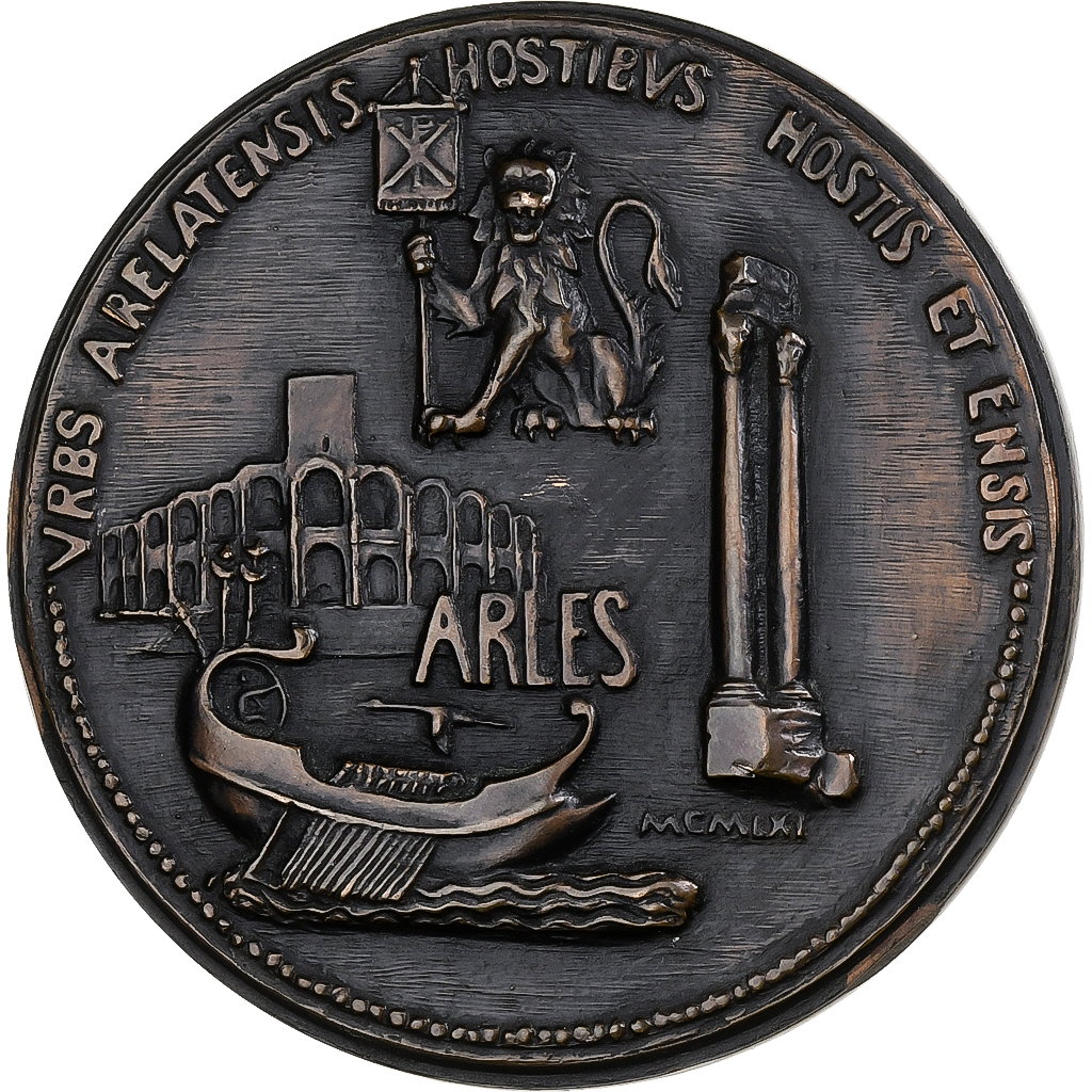 France, Medal, Auguste, Arles, 1954, Bronze, Courbier, 