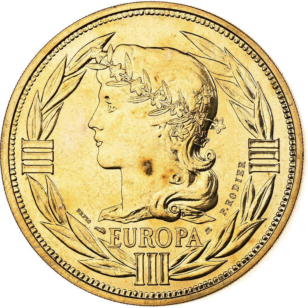 France, Medal, Ecu Europa, Marianne, 1987, Gilt Bronze, Rodier, 