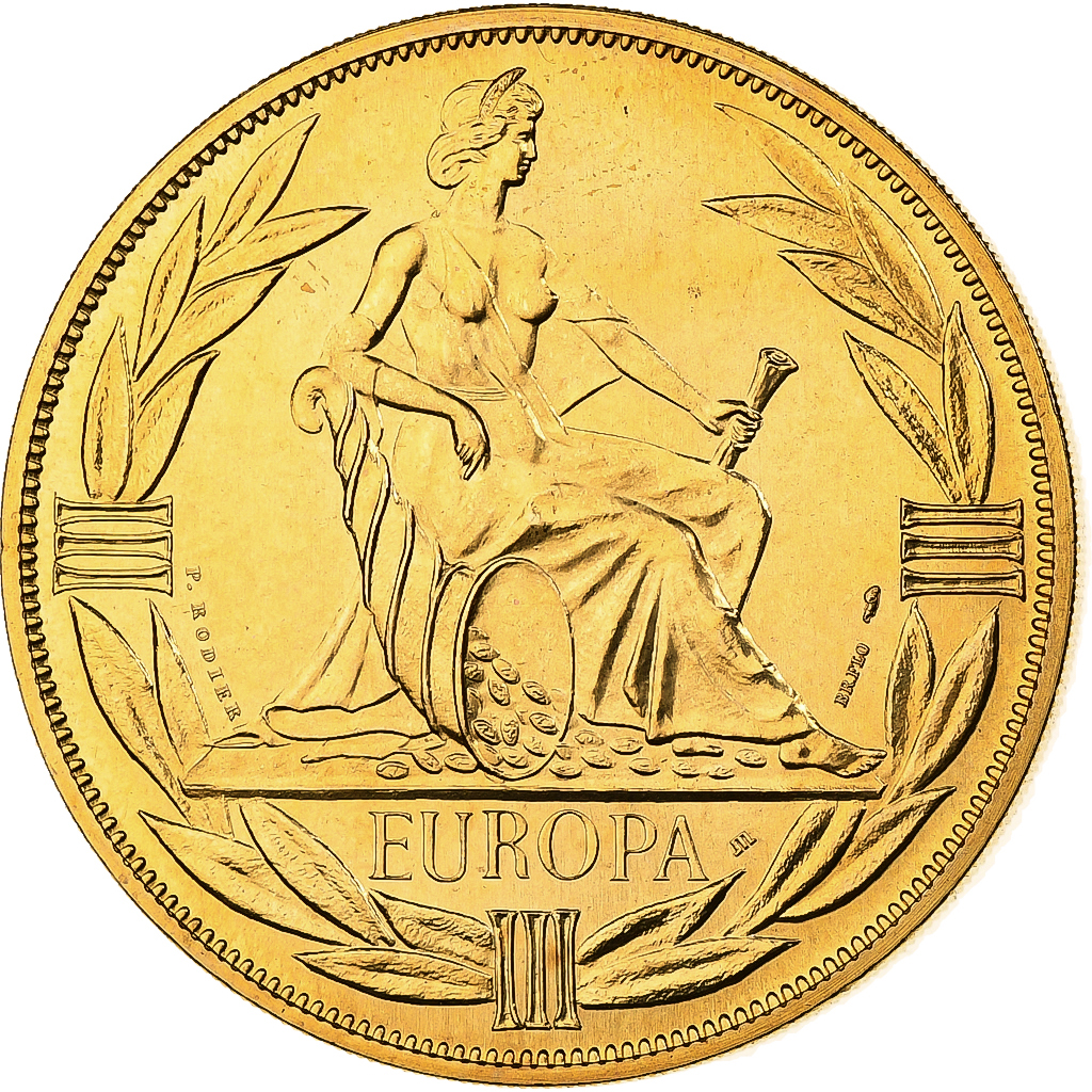 France, Medal, Ecu Europa, Europe Assise, 1984, Gilt Bronze, Rodier, 