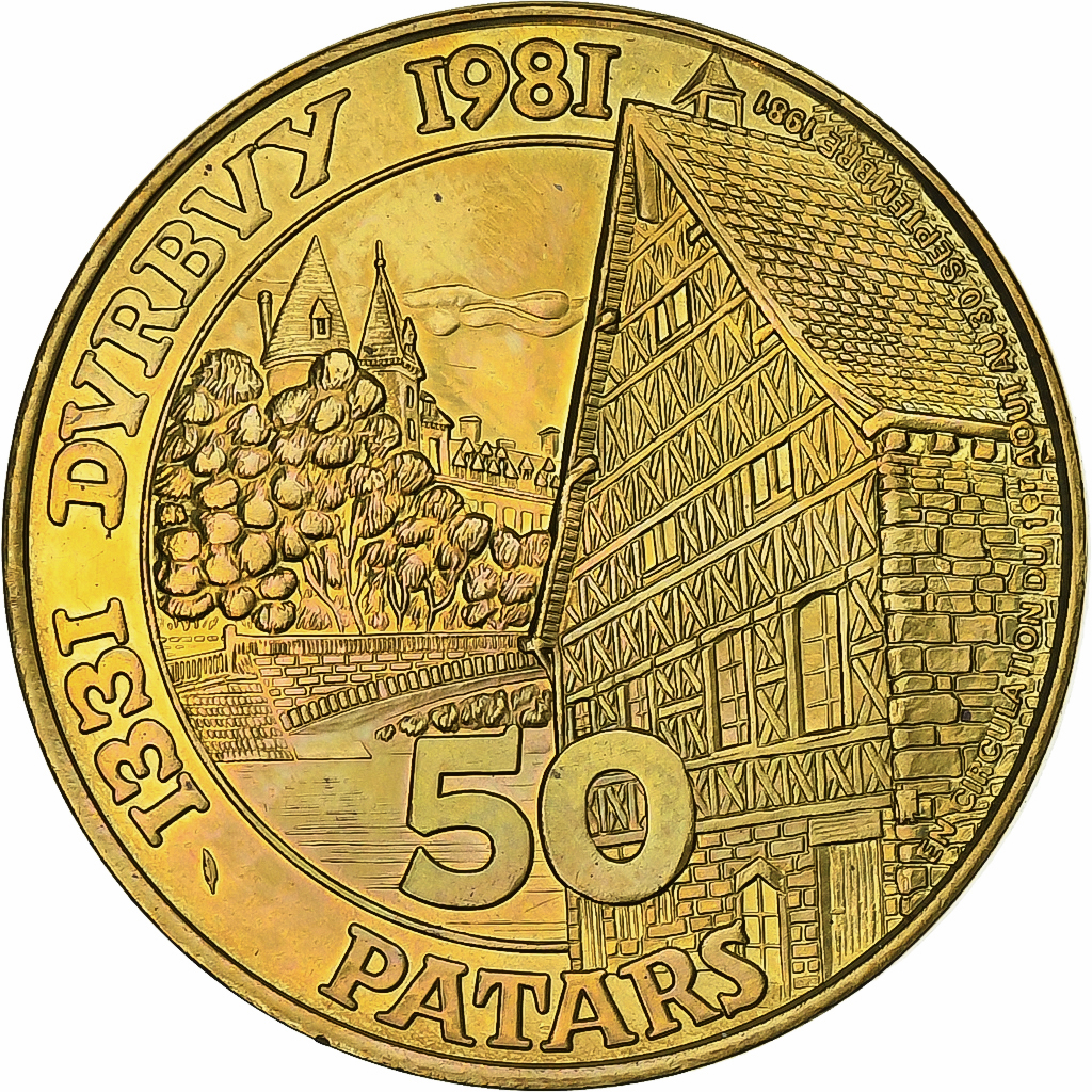 Belgium, Token, 50 Patars - Durbuy, 1981, Brass plated steel, 