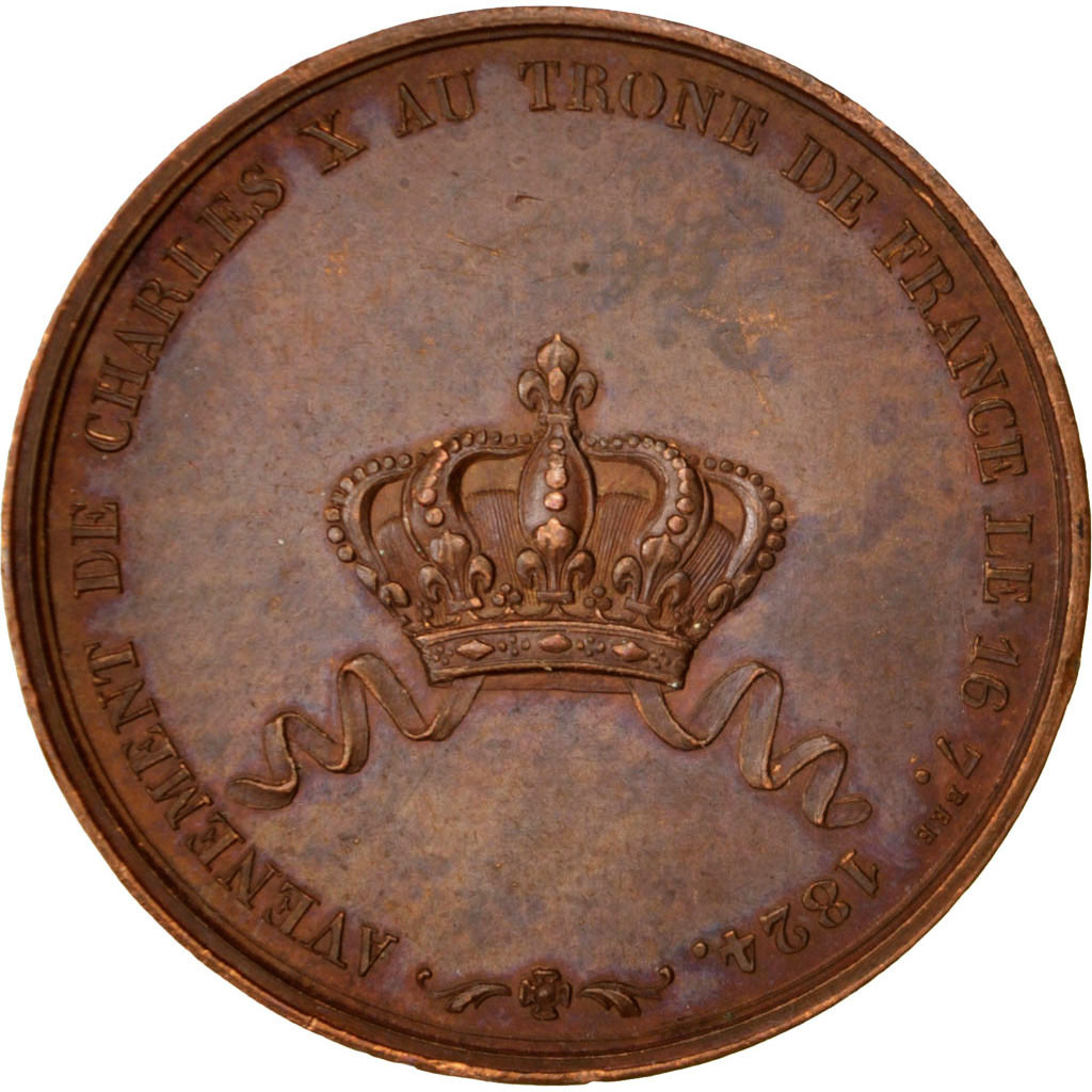 France, Medal, Charles X, Politics, Society, War, 1824, , Bronze