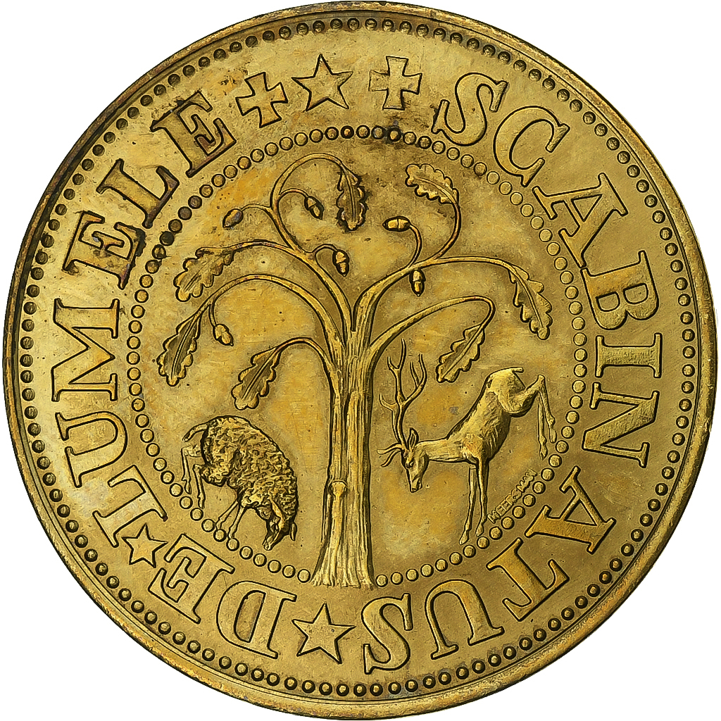 Belgium, Token, 50 Teuten - Lommel, 1981, Brass plated steel, EF