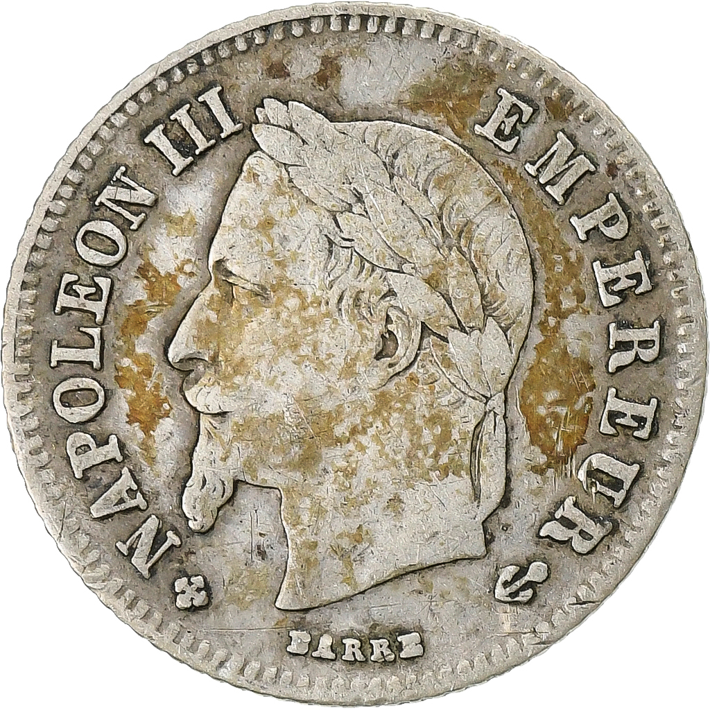 France, Napoleon III, 20 Centimes, 1866, Strasbourg, Silver, 