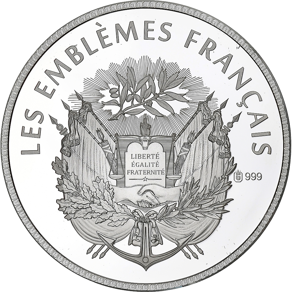 France, Medal, Les Emblèmes français, Le coq gaulois, Silver, 