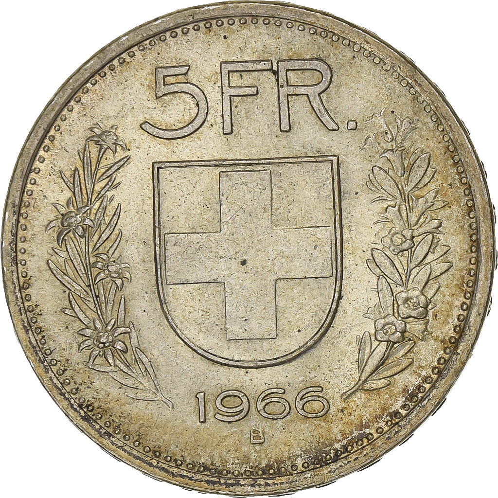 Switzerland, 5 Francs, 1966, Bern, Silver, , KM:40