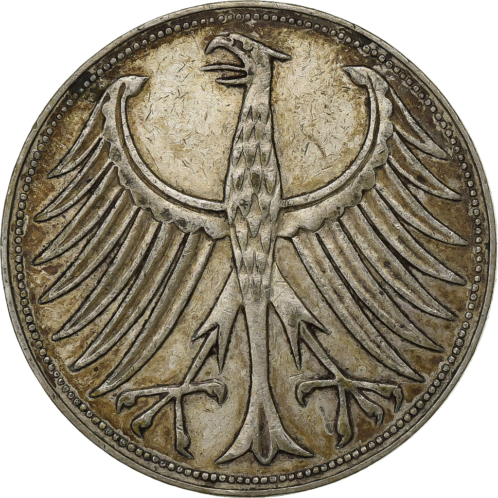 Federal Republic of Germany, 5 Mark, 1956, Stuttgart, Silver, , KM:112
