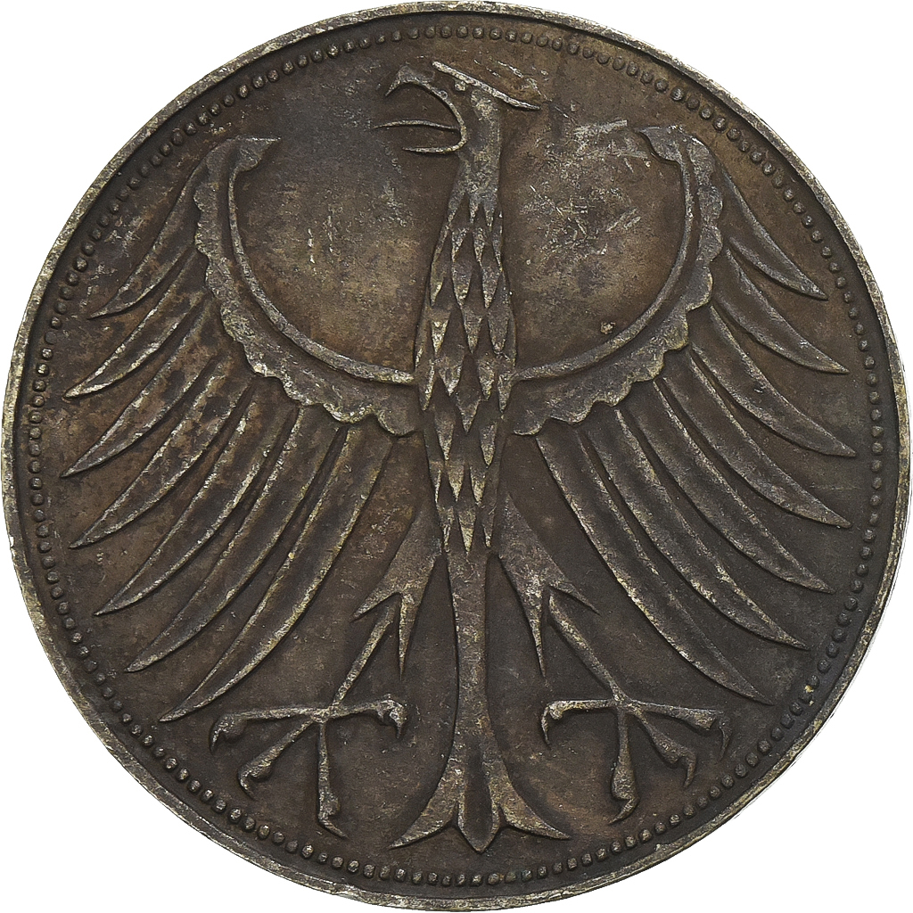 Federal Republic of Germany, 5 Mark, 1957, Stuttgart, Silver, , KM:112