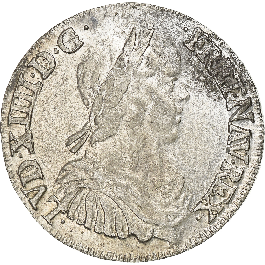 France, Louis XIV, 1/2 Écu à la mèche longue, 1650, Bayonne, Silver