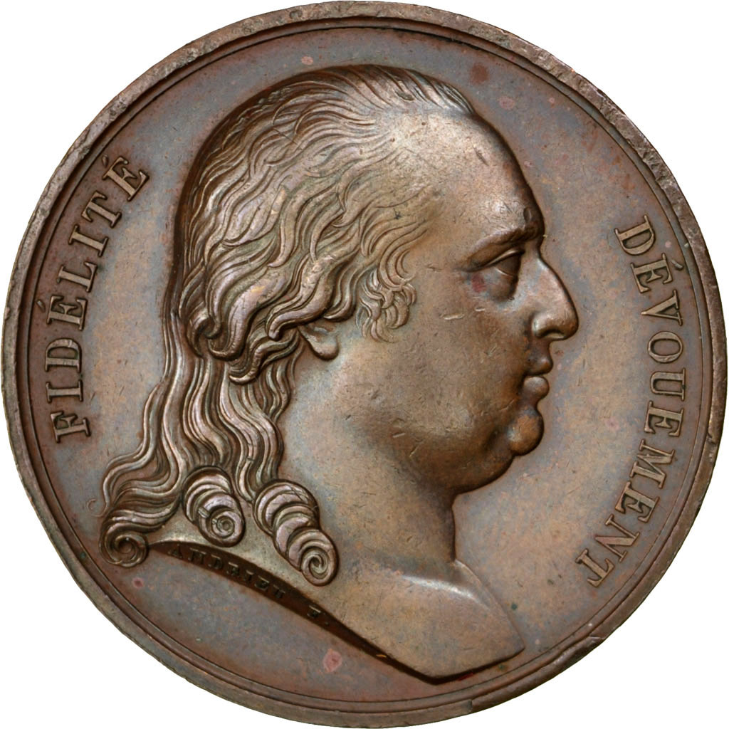 Frankrijk, Medaille, Louis XVIII, Bronzen, Andrieu, ZF+