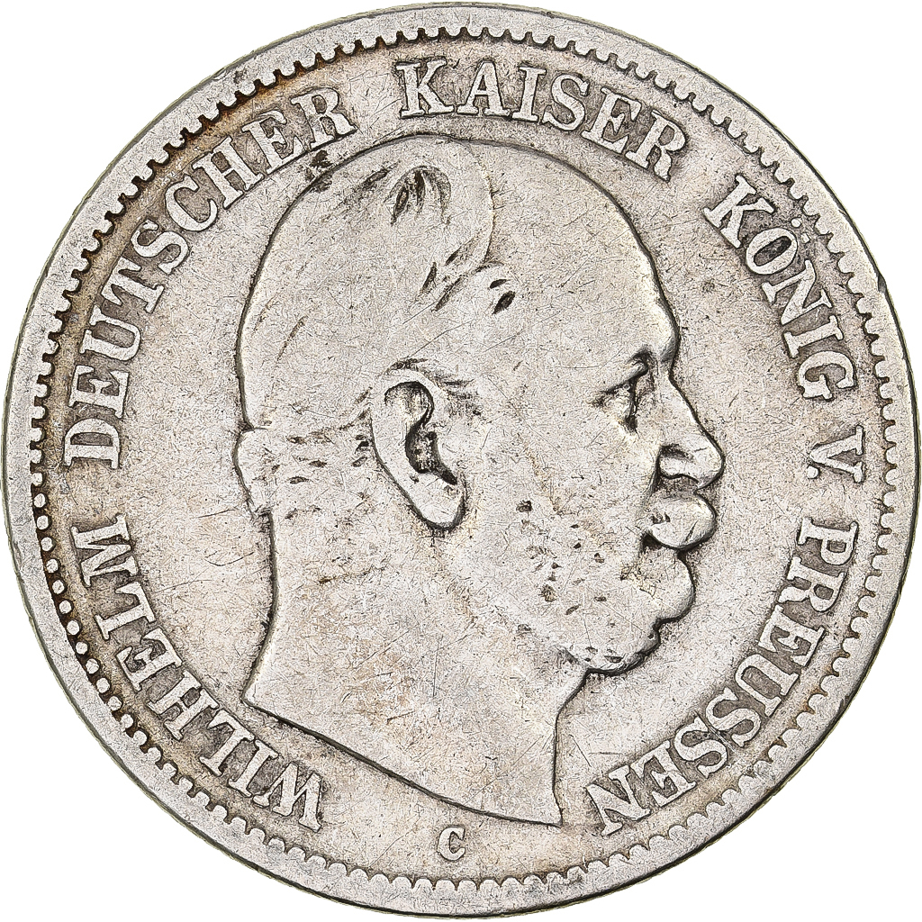 German States, PRUSSIA, Wilhelm I, 2 Mark, 1876, Cleves, Silver, 
