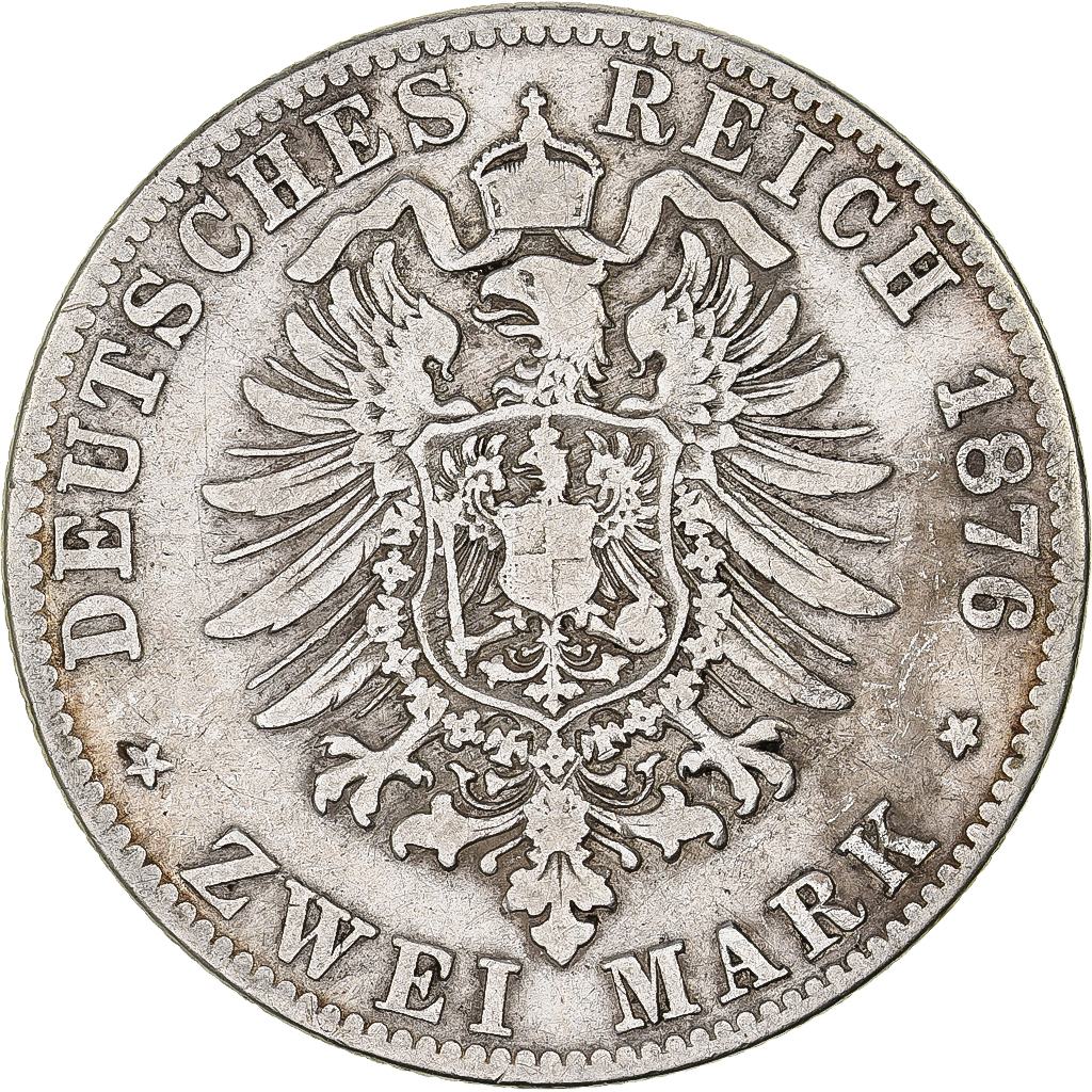 German States, PRUSSIA, Wilhelm I, 2 Mark, 1876, Cleves, Silver, 
