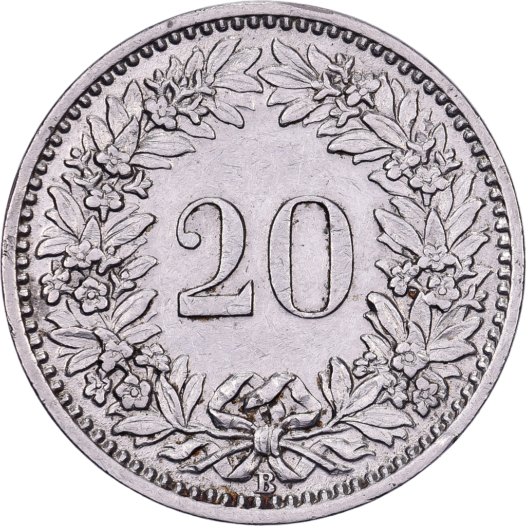 Switzerland, 20 Rappen, 1920, Bern, Nickel, , KM:29