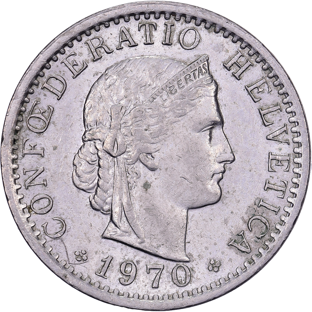 Switzerland, 20 Rappen, 1970, Bern, Copper-nickel, , KM:29a