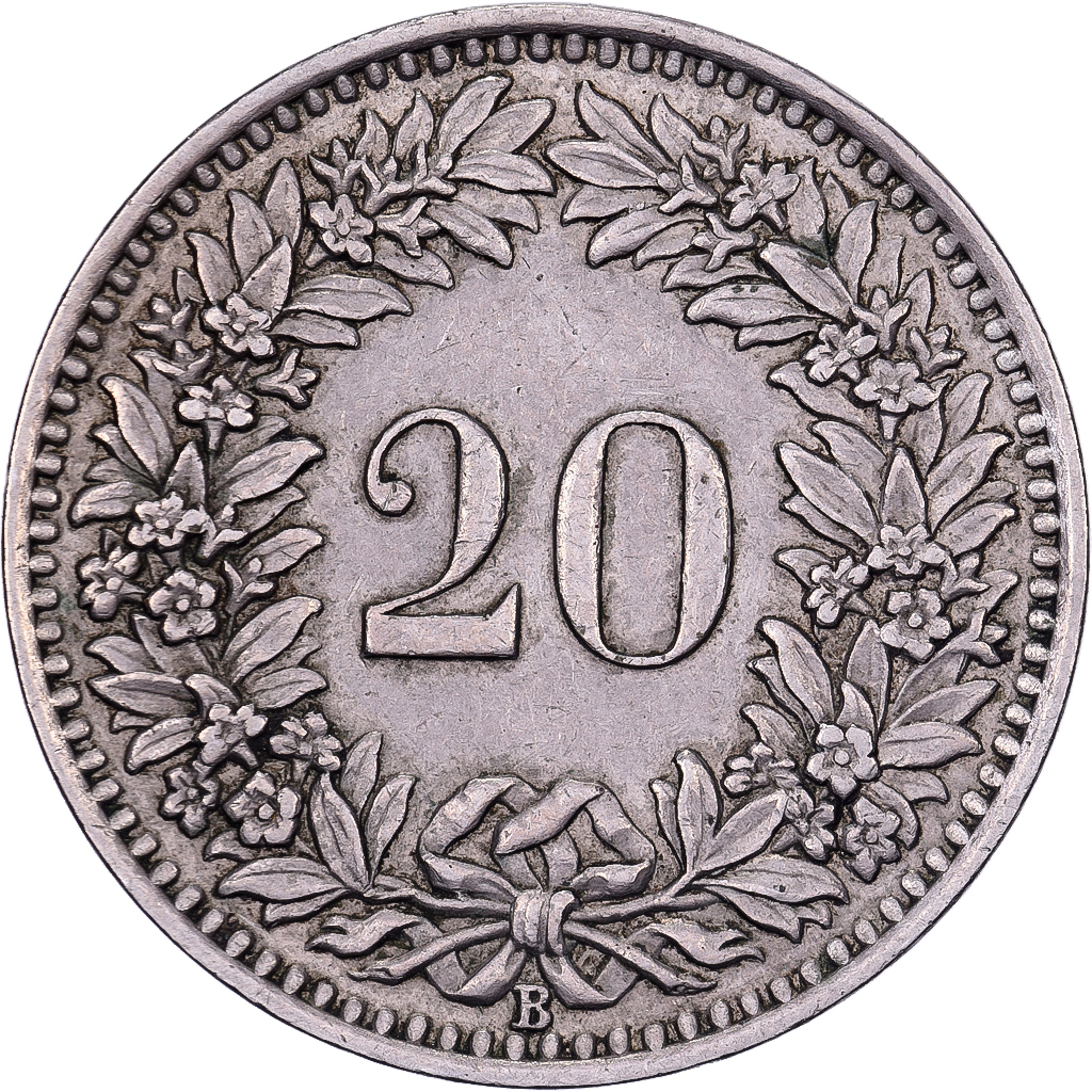 Switzerland, 20 Rappen, 1943, Bern, Copper-nickel, , KM:29a