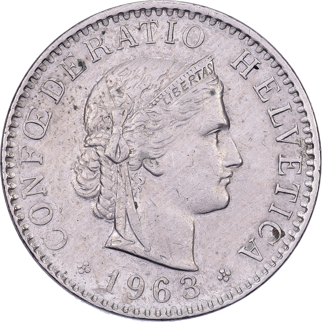 Switzerland, 20 Rappen, 1963, Bern, Copper-nickel, , KM:29a