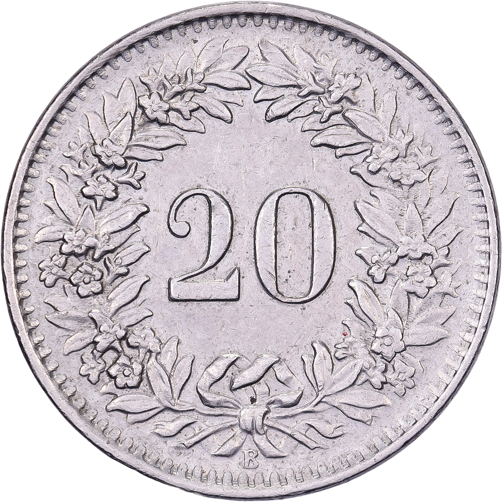 Switzerland, 20 Rappen, 1963, Bern, Copper-nickel, , KM:29a